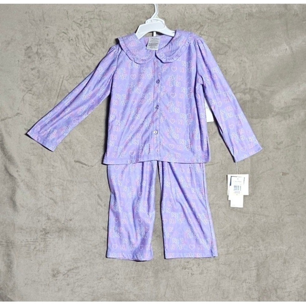 Calvin Klein Toddler Girls 4T Purple Logo Heart Pajama Set 2 Piece 37918108-50